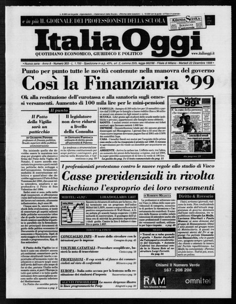 Italia oggi : quotidiano di economia finanza e politica